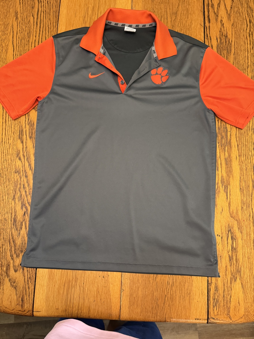 Clemson Tigers Shirt Mens Medium Gray Orange NCAA Football Polo Nike Dri-FIT